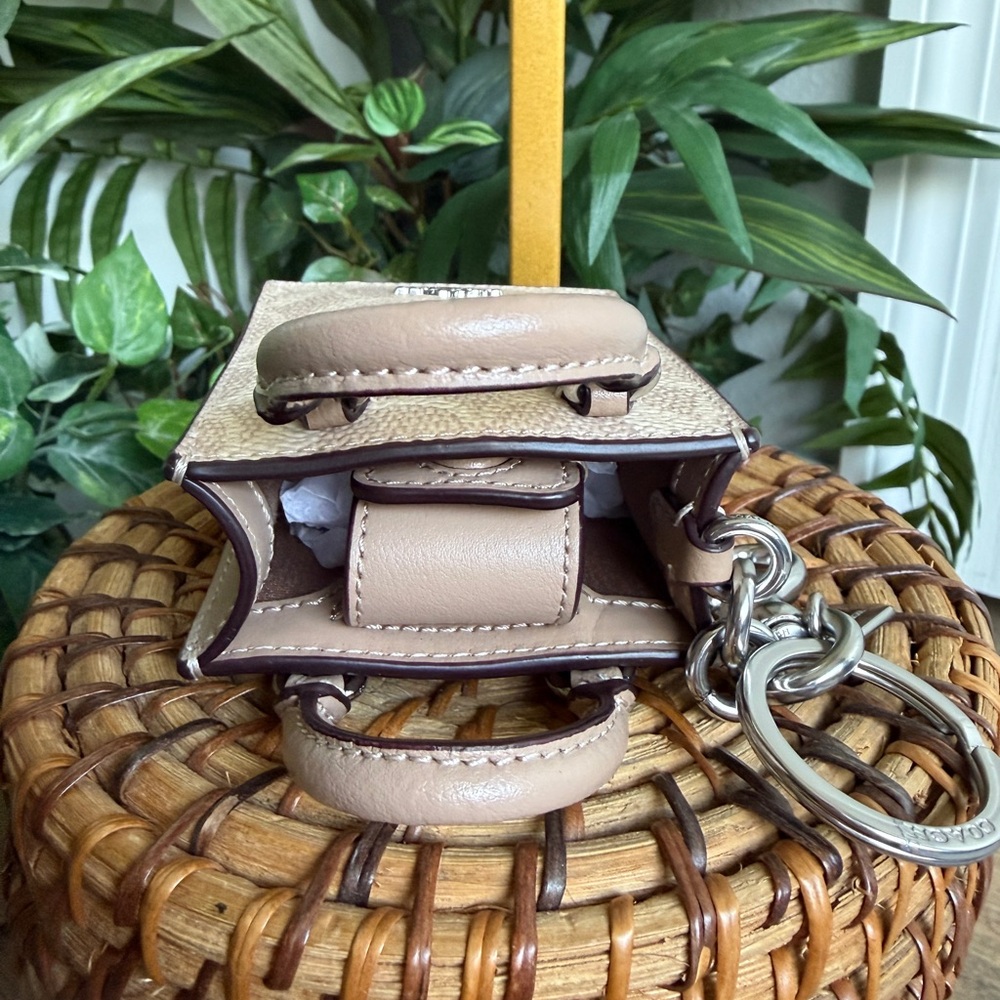 Coach North/South Mini Tote Bag Charm in Signature Canvas Tan & Beige F2448 NWOT - Picture 12 of 12